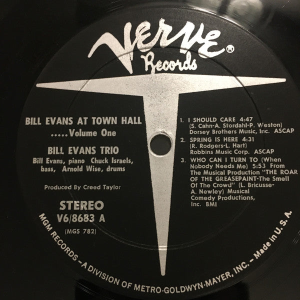 Bill Evans Trio* : Bill Evans At Town Hall (Volume One) (LP, Album, Gat)