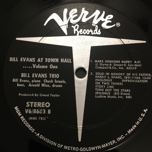 Bill Evans Trio* : Bill Evans At Town Hall (Volume One) (LP, Album, Gat)