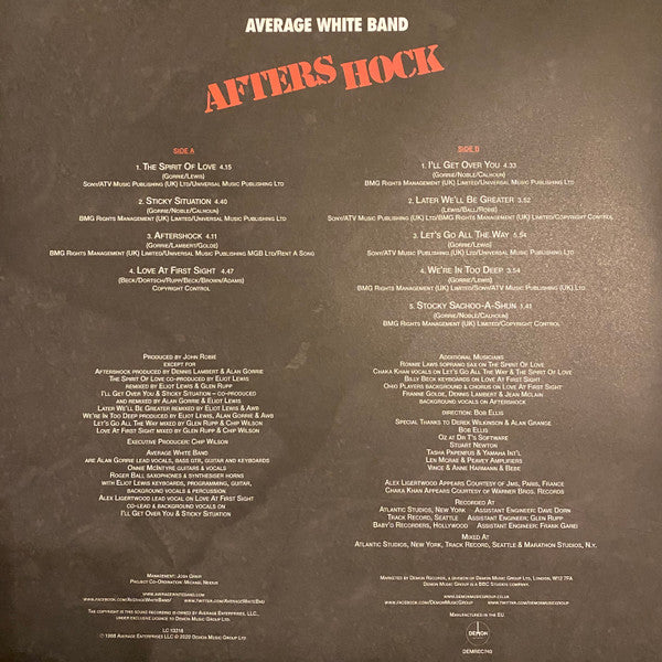 Average White Band : AfterShock (LP, Album, RE, RM, Cle)