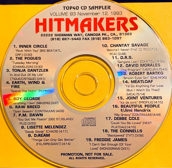 Various : Hitmakers Top 40 CD Sampler Volume 93 November 12, 1993 (CD, Promo, Smplr)