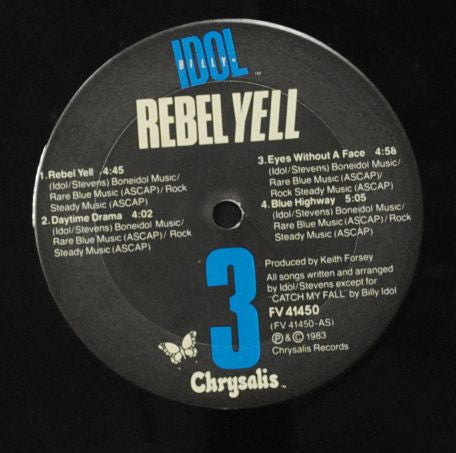 Billy Idol : Rebel Yell (LP, Album, Pit)
