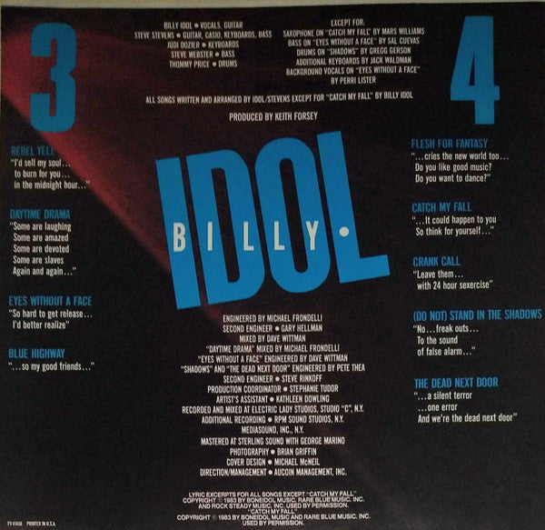 Billy Idol : Rebel Yell (LP, Album, Pit)