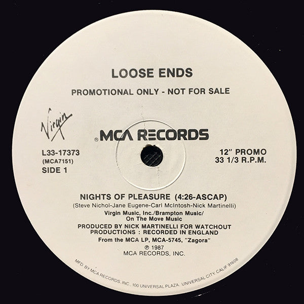 Loose Ends : Nights Of Pleasure (12", Promo)