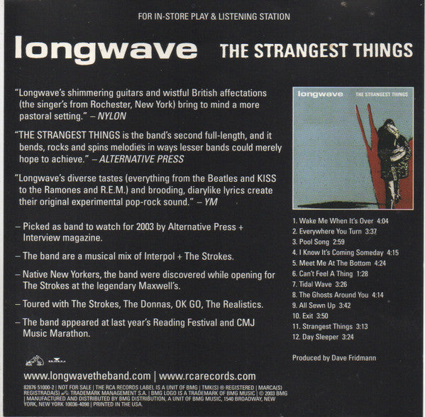 Longwave : The Strangest Things (CD, Album, Promo)