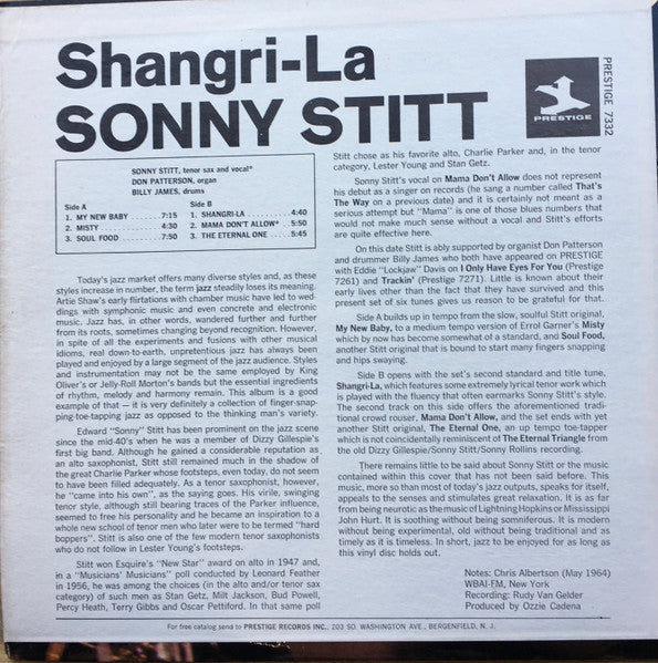 Sonny Stitt With Don Patterson : Shangri-La (LP)