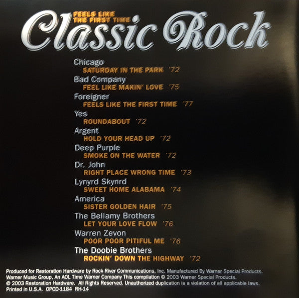 Various : Feels Like The First Time: Classic Rock From Restoration Hardware (CD, Comp)