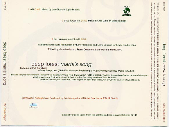 Deep Forest : Marta's Song (CD, Maxi, Promo)