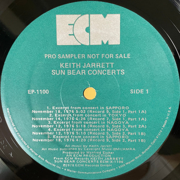 Keith Jarrett :  Sun Bear Concerts Piano Solo Recorded In Japan (LP, Promo, Smplr)