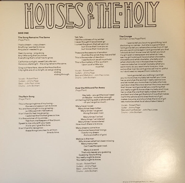 Led Zeppelin : Houses Of The Holy (LP, Album, Gat)