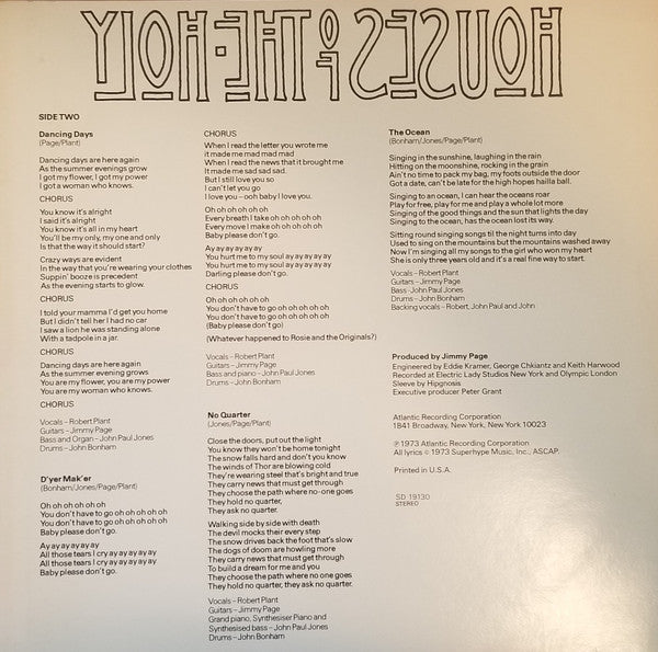 Led Zeppelin : Houses Of The Holy (LP, Album, Gat)