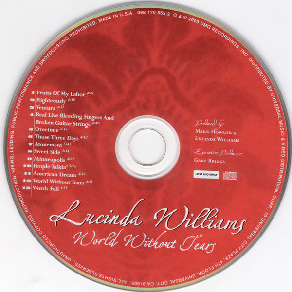 Lucinda Williams : World Without Tears (HDCD, Album, Dig)