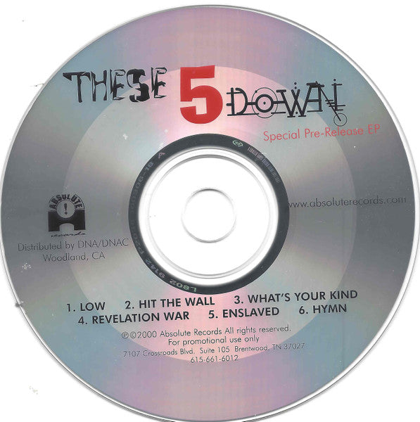 These 5 Down : These 5 Down Special Pre-Release EP (CD, Advance, EP, Promo)