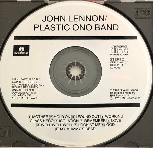John Lennon / The Plastic Ono Band : John Lennon / Plastic Ono Band (CD, Album, RE)