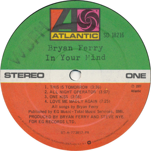 Bryan Ferry : In Your Mind (LP, Album, Pre)