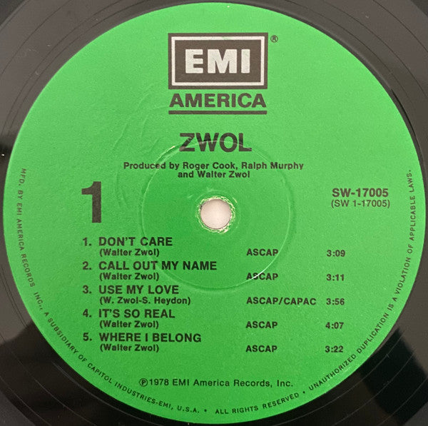 Walter Zwol : Zwol (LP, Album, Win)