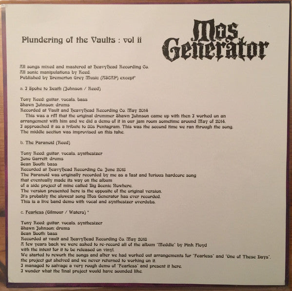 Mos Generator + Di'Aul : Mos Generator + Di'Aul (12", Ltd, Num, Whi)