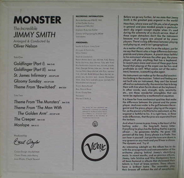 Jimmy Smith : Monster (LP, Album, MGM)