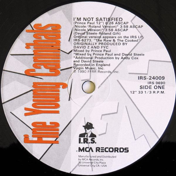 Fine Young Cannibals : I'm Not Satisfied (12", Single)