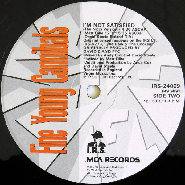 Fine Young Cannibals : I'm Not Satisfied (12", Single)