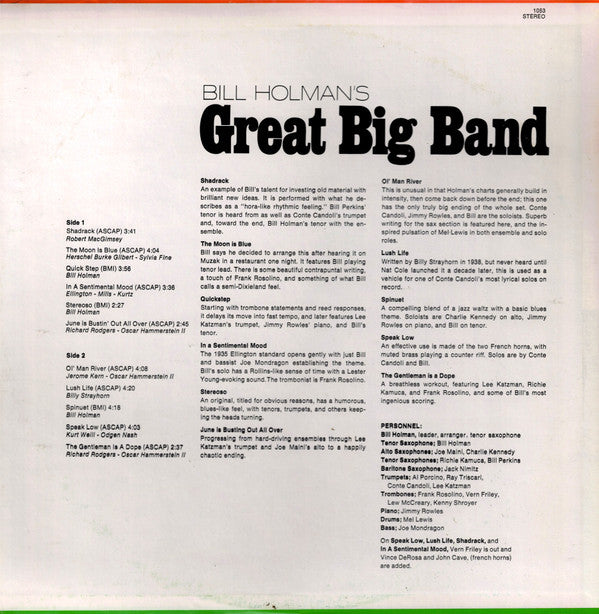 Bill Holman's Great Big Band : Bill Holman's Great Big Band (LP, Album)