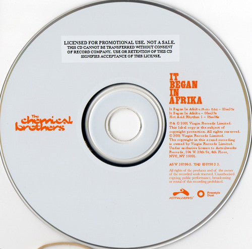 The Chemical Brothers : It Began In Afrika (CD, Single, Promo)