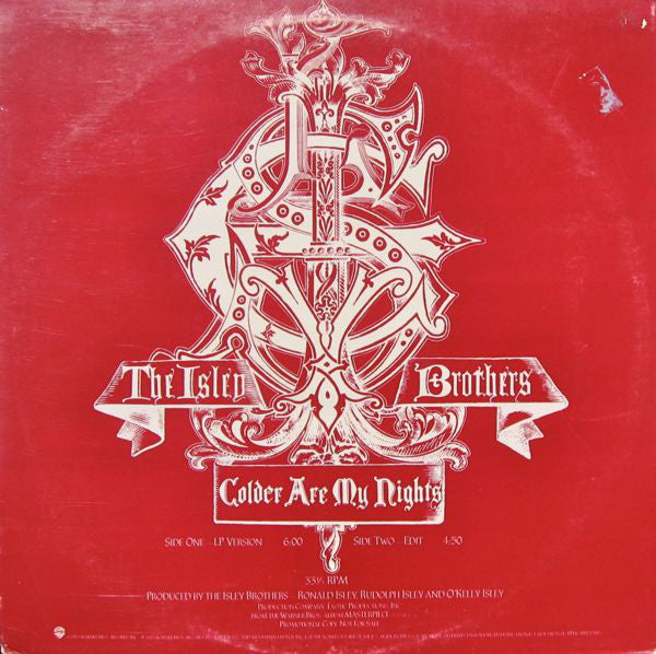 The Isley Brothers : Colder Are My Nights (12", Promo)