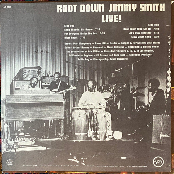 Jimmy Smith : Root Down - Jimmy Smith Live! (LP, Album, Wad)