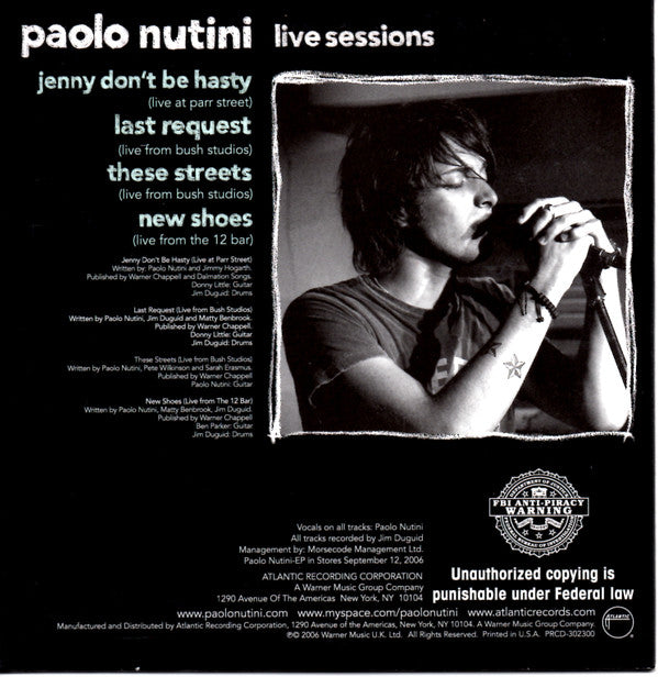Paolo Nutini : Live Sessions (CD, EP, Promo)