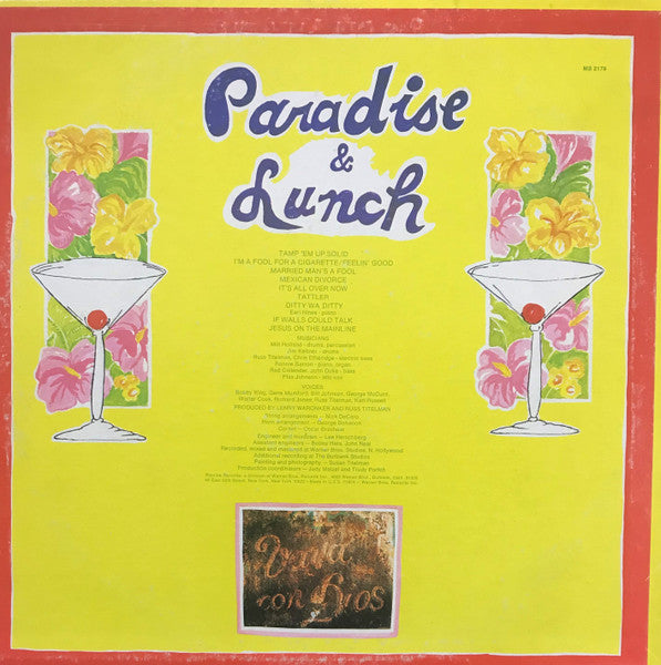 Ry Cooder : Paradise And Lunch (LP, Album, Pit)