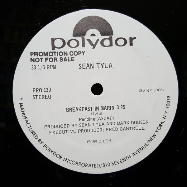 Sean Tyla : Breakfast In Marin (12", Promo)