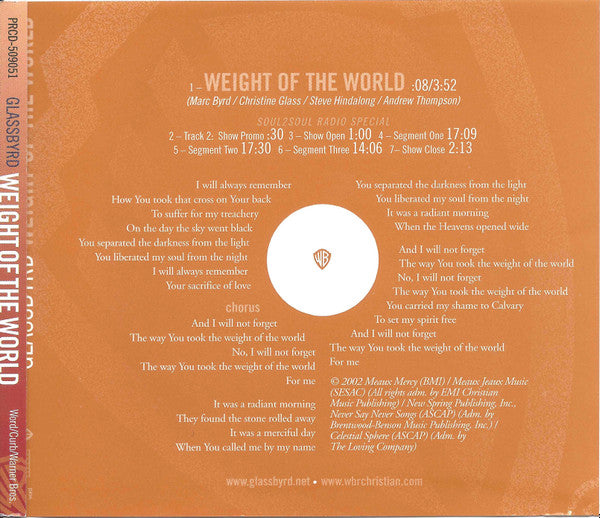 GlassByrd : Weight Of The World (CD, Maxi, Promo)