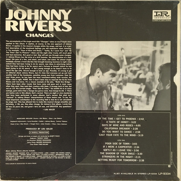 Johnny Rivers : Changes (LP, Album, Mono, Ind)