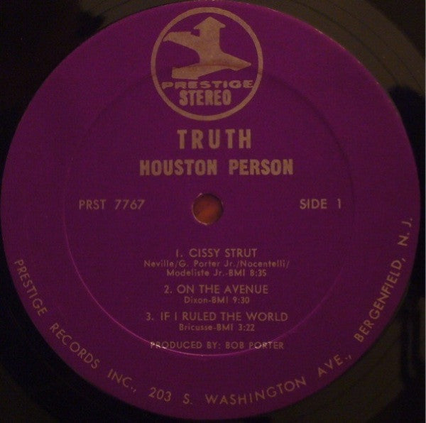 Houston Person : Truth! (LP, Album, RP, Pur)