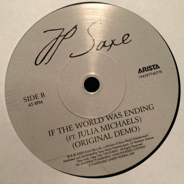 JP Saxe Feat. Julia Michaels : If The World Was Ending (7", Single)