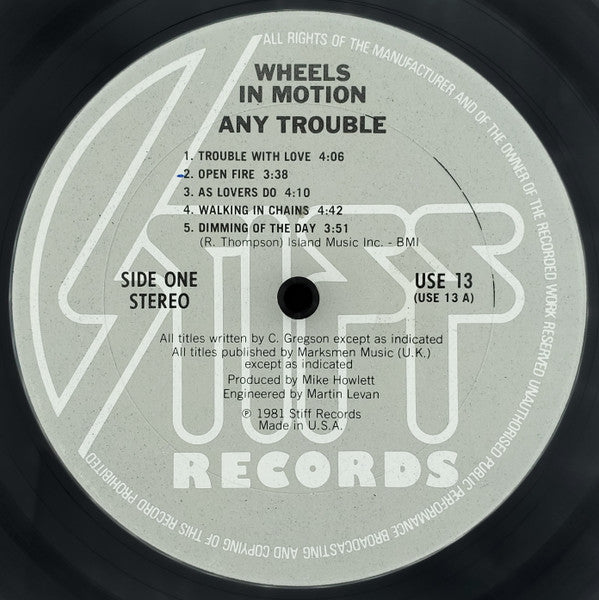 Any Trouble : Wheels In Motion (LP, Album)