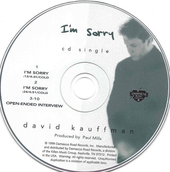 David Kauffman (3) : I'm Sorry (CD, Single, Promo)