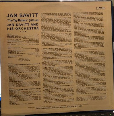 Jan Savitt And His Orchestra : The Top Hatters (1939-1941) (LP, Comp)
