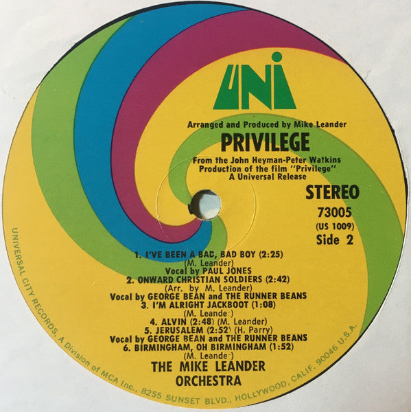 Mike Leander : Privilege (Original Soundtrack Album) (LP, Album)