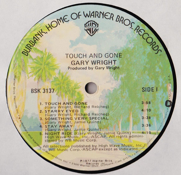 Gary Wright : Touch And Gone (LP, Album, Gat)