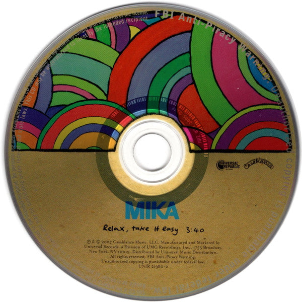 MIKA (8) : Relax, Take It Easy (CD, Single, Promo)