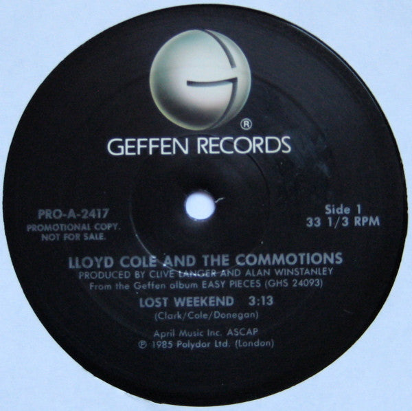 Lloyd Cole & The Commotions : Lost Weekend (12", Promo)