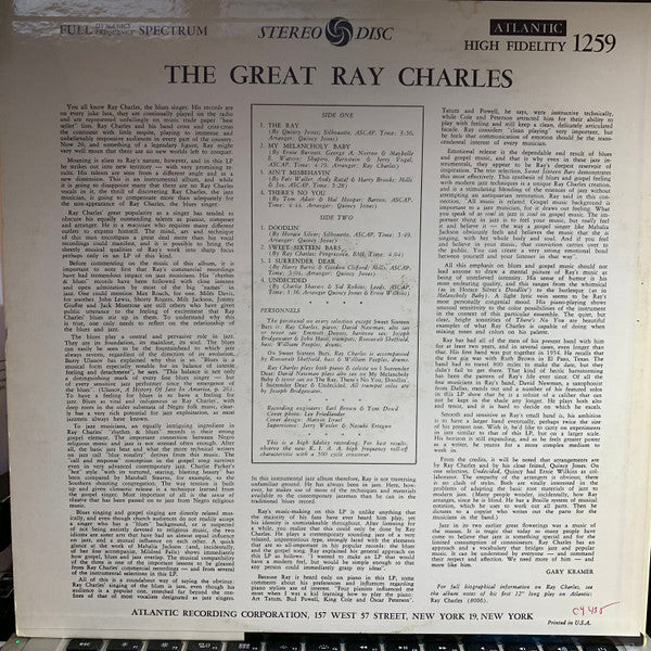 Ray Charles : The Great Ray Charles (LP, Album)