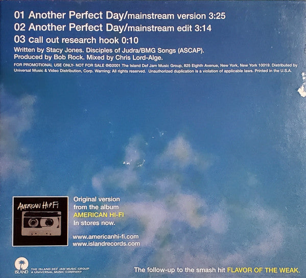 American Hi-Fi : Another Perfect Day (CD, Single, Promo)
