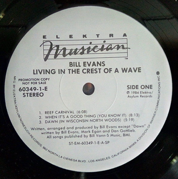 Bill Evans (3) : Living In The Crest Of A Wave (LP, Album, Promo, SP)