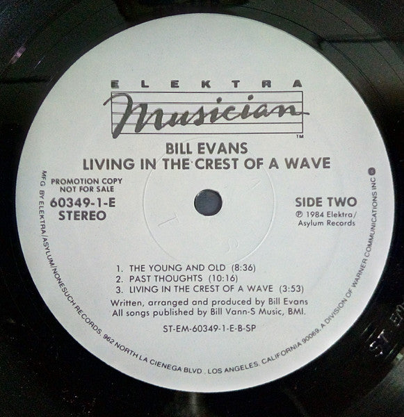 Bill Evans (3) : Living In The Crest Of A Wave (LP, Album, Promo, SP)