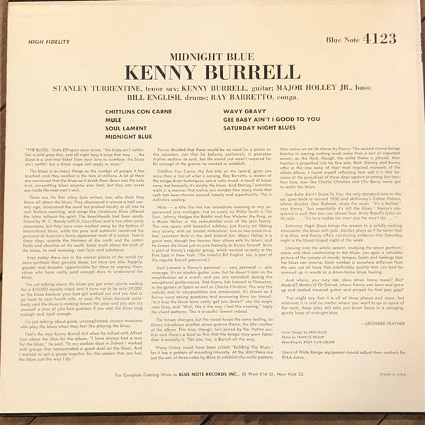 Kenny Burrell : Midnight Blue (LP, Album, Mono, No )