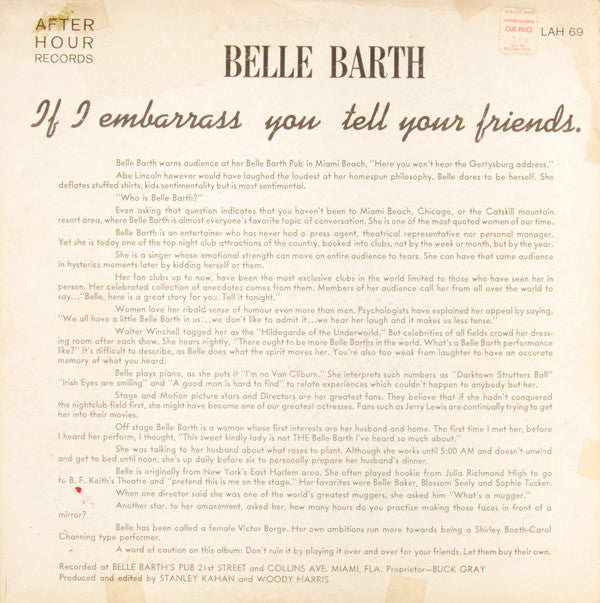 Belle Barth : If I Embarrass You - Tell Your Friends (LP)