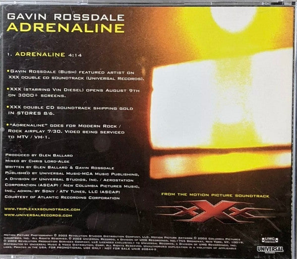 Gavin Rossdale : Adrenaline (CD, Single, Promo)