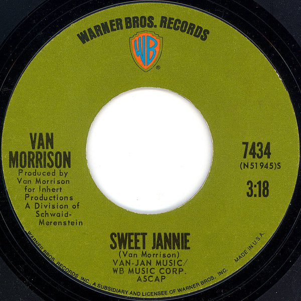 Van Morrison : Domino / Sweet Jannie (7", Single)