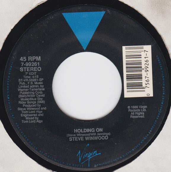 Steve Winwood : Holding On (7", Single)